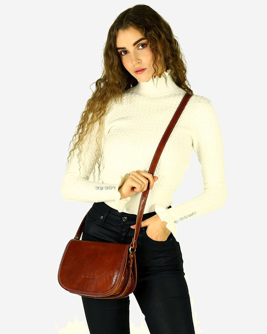 Włoska listonoszka damska skóra naturalna MARCO MAZZINI - Cremona camel