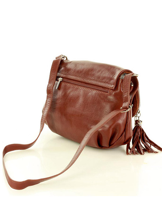 Torba listonoszka damska skórzana - MARCO MAZZINI savage brąz migdałowy