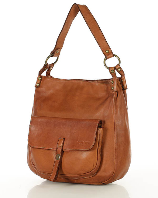 Torebka worek skóra naturalna hobo bag - MARCO MAZZINI camel