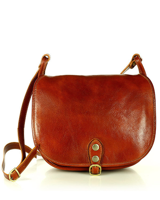 Duża włoska torebka listonoszka typu saddle bag MARCO MAZZINI - Toscania Classico camel