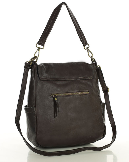 Wygodna torba damska na ramię skóra naturalna vera pelle - MARCO MAZZINI ciemny brąz caffe