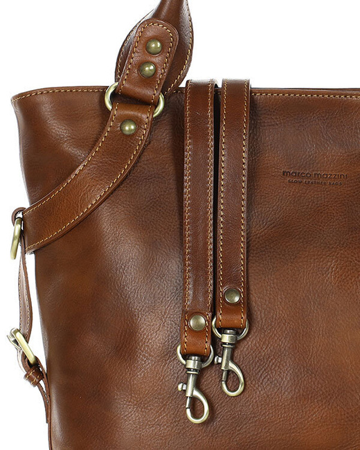 Torebka biznesowa damska kuferek skórzany premium bag - MARCO MAZZINI brązowy