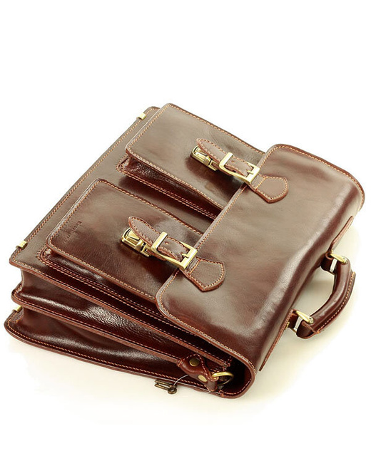 Teczka męska vintage handmade MARCO MAZZINI - skóra naturalna - CIRO Classic brązowa