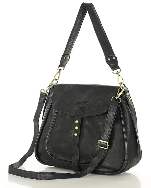 Saddle bag skórzana torebka damska na ramię - MARCO MAZZINI czarna
