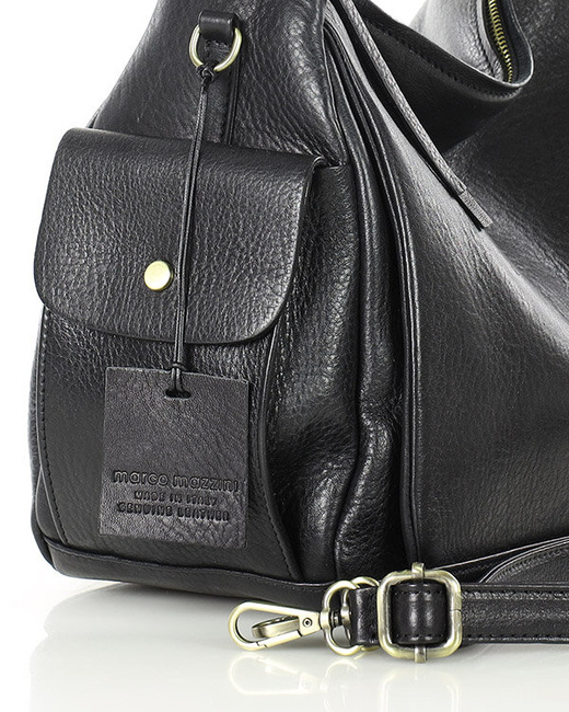Luksusowa torebka kuferek na ramię skóra naturalna MARCO MAZZINI czarna