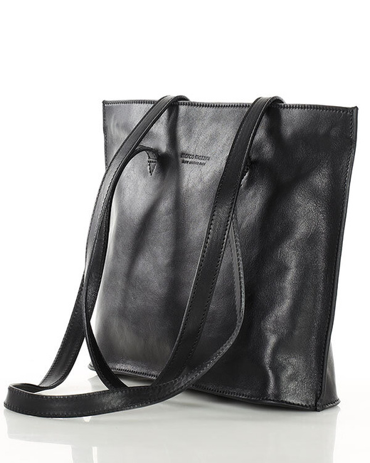 Torebka damska shopper uszlachetniona skóra włoska - MARCO MAZZINI czarna