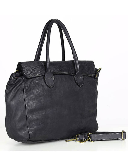 Kultowa torba damska do ręki ze skóry vintage capsule leather bag MARCO MAZZINI czarna