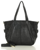 Miękka torebka skórzana shopperka na ramię - MARCO MAZZINI - czarna
