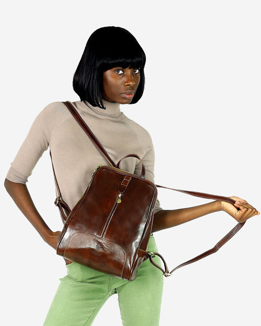 Plecak skórzany włoski MAZZINI - Capri brązowy