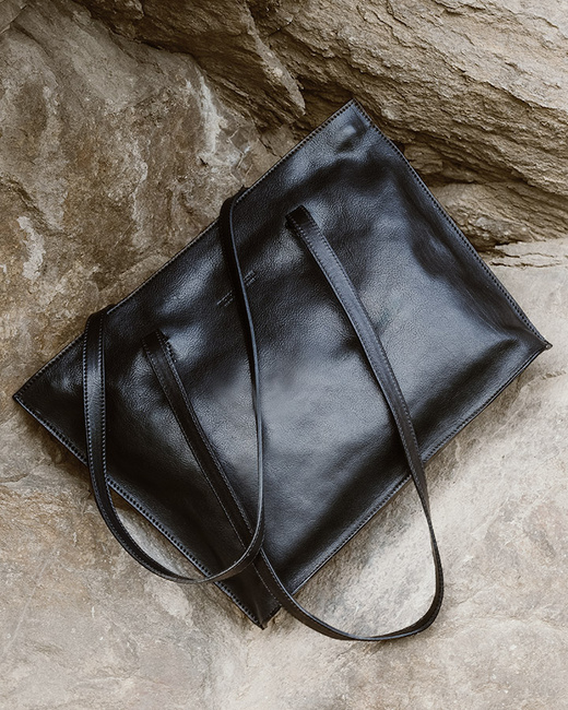 Duża torba shopperka biznesowa damska skórzana - MARCO MAZZINI czarna