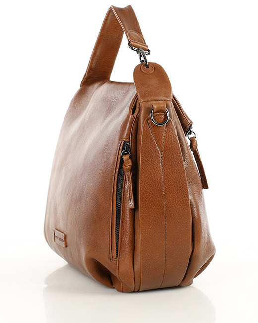 Luksusowa torebka do ręki skórzana damska premium MARCO MAZZINI ciemny camel