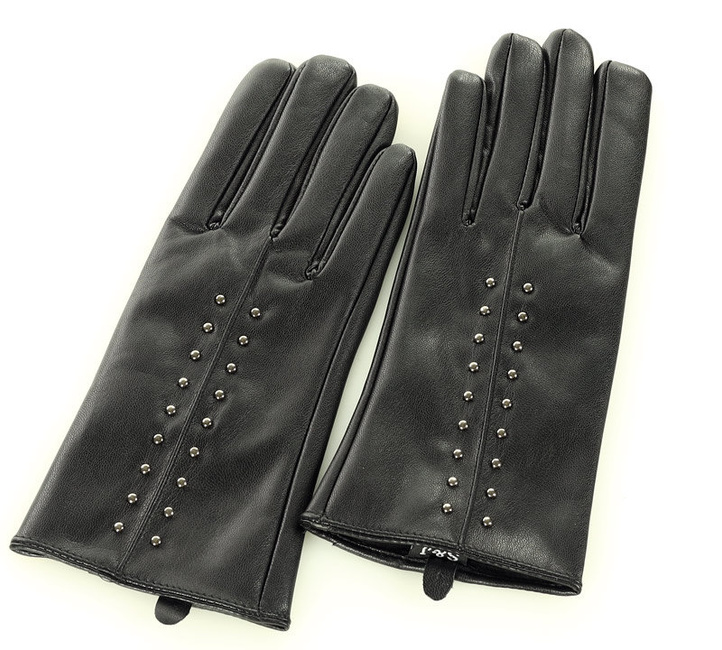 Eleganckie rękawiczki damskie z dżetami - czarne