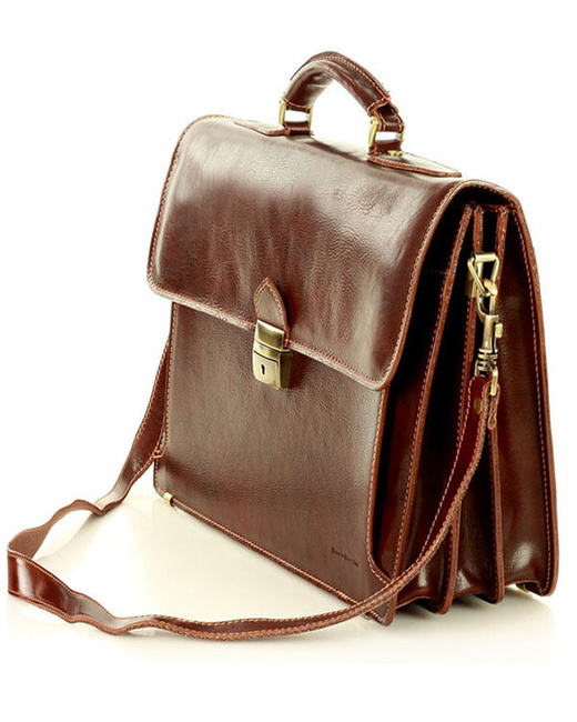 Teczka męska skórzana MARCO MAZZINI handmade - ROBERTO Classic brązowa