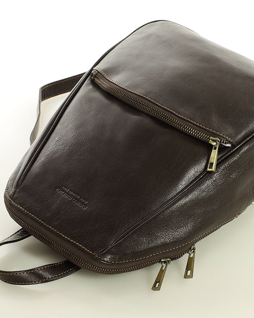 Elegancki plecak damski skórzany miejski minimalizm - MARCO MAZZINI brąz whisky