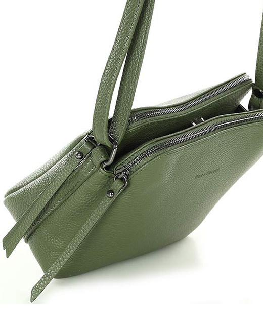 Torebka skórzana crossbody listonoszka dwie komory - MARCO MAZZINI militarny zielony