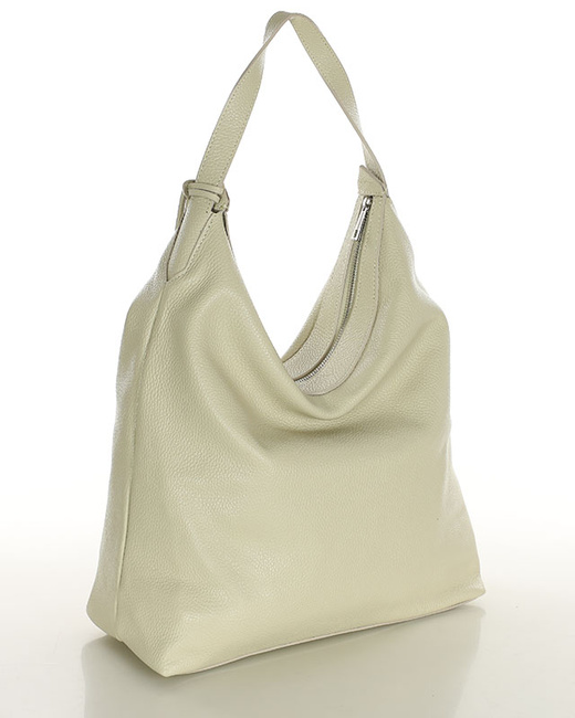 Torebka damska worek hobo bag skóra naturalna - MARCO MAZZINI beż taupe