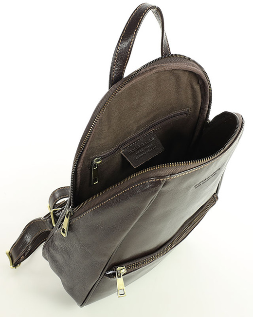 Elegancki plecak damski skórzany miejski minimalizm - MARCO MAZZINI brąz whisky