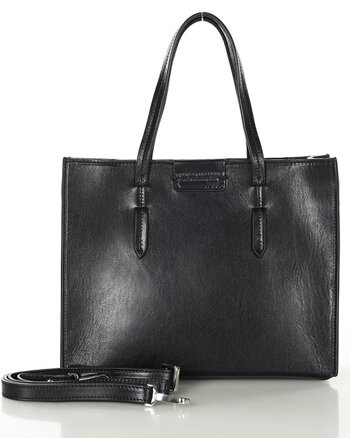 Mała torebka kuferek czarny skóra naturalna premium MARCO MAZZINI