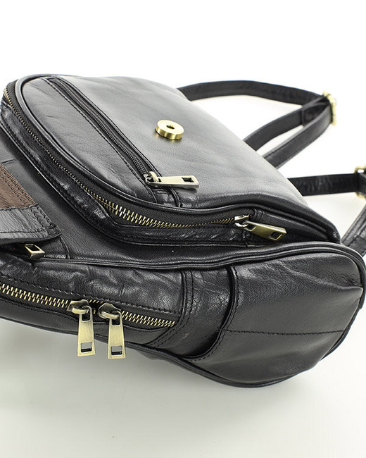 Plecak skórzany damski perfekcyjna organizacja - MARCO MAZZINI czarny