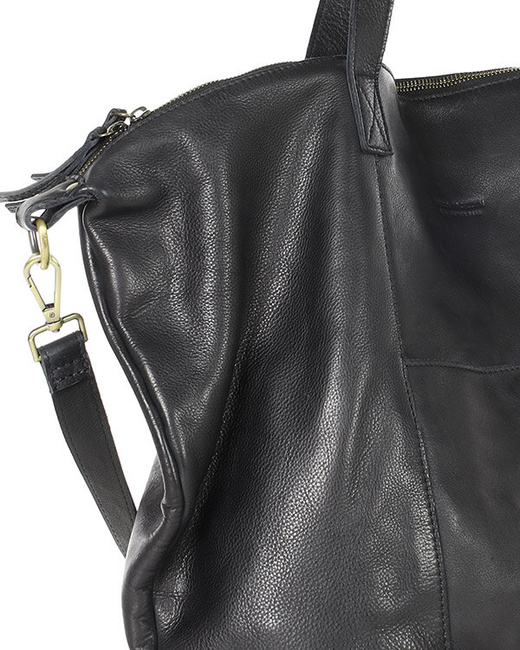 Torba damska skórzana shopper z kieszeniami - It bag MARCO MAZZINI czarna