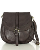 Torebka vintage retro skórzana listonoszka saddle bag - MARCO MAZZINI ciemnobrązowa