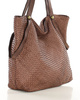 Duża torebka pleciona shopperka ze skóry - MARCO MAZZINI brązowa