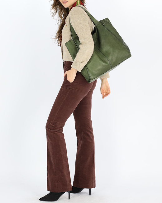 MARCO MAZZINI Torebka miejski shopper bag skóra naturalna handmade zielony