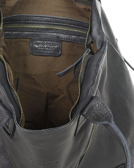 Duża torba shopper z przegródkami skóra naturalna - MARCO MAZZINI czarny