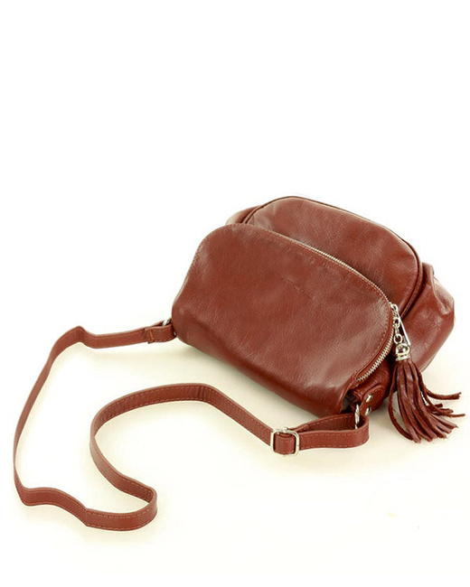 Torba listonoszka damska skórzana - MARCO MAZZINI savage brąz migdałowy