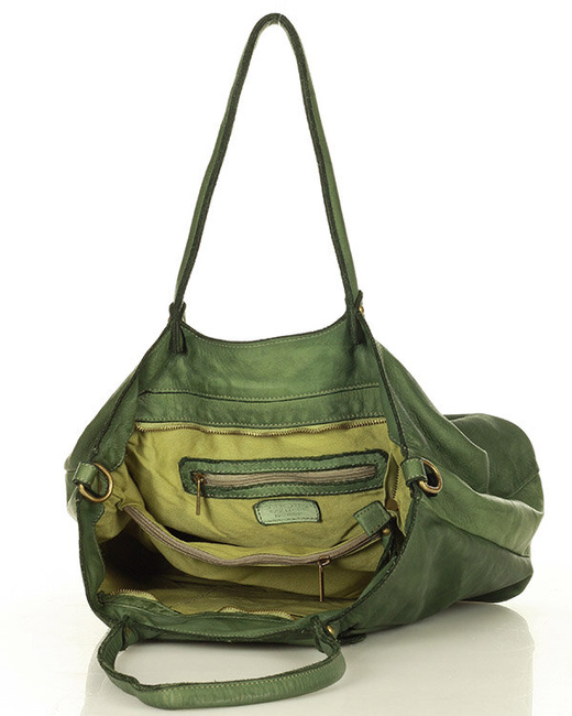 MARCO MAZZINI Torebka skórzana shopper bag ispirato dalla natura zieleń militare