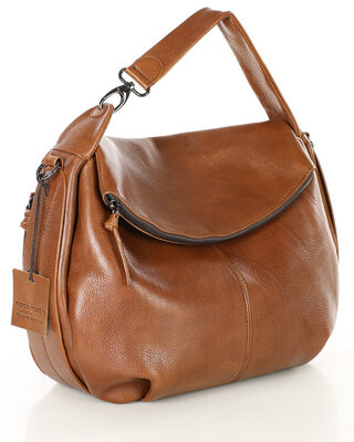 Luksusowa torebka do ręki skórzana damska premium MARCO MAZZINI ciemny camel