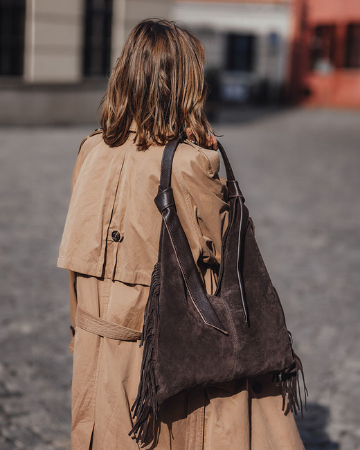 Torebka damska worek hobo bag skóra naturalna - MARCO MAZZINI czarna