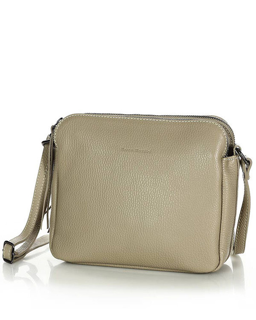 Torebka skórzana crossbody listonoszka dwie komory - MARCO MAZZINI beż cappuccino