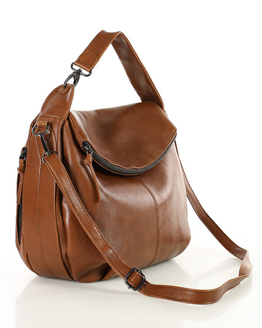 Luksusowa torebka do ręki skórzana damska premium MARCO MAZZINI ciemny camel