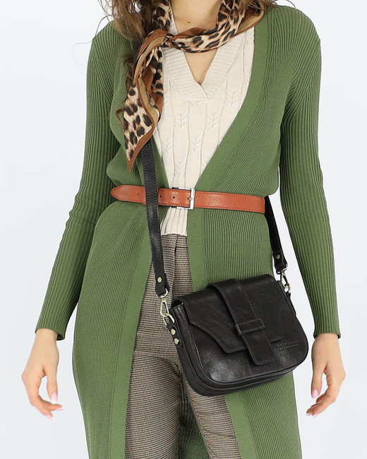 Torebka skórzana crossbody bag MAZZINI VERONA - czarna