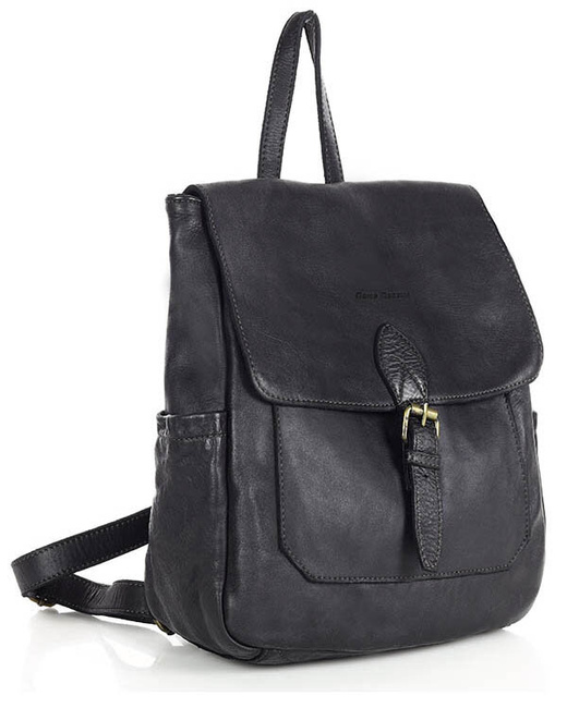 Plecak skórzany handmade z kieszeniami - MARCO MAZZINI czarny