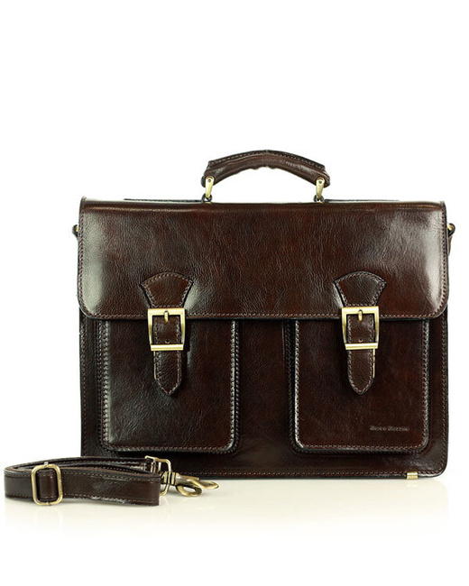 Teczka męska vintage handmade MARCO MAZZINI - skóra naturalna - CIRO Classic ciemny brąz