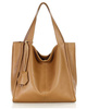 Modna torebka damska skórzany shopper bag - MARCO MAZZINI Portofino Max camel