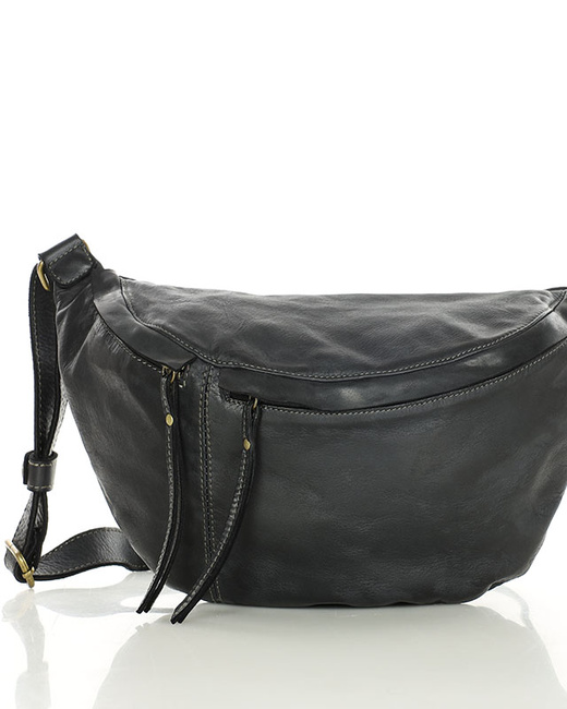 Uniwersalna torebka nerka półksiężyc crossbody runway - skóra naturalna Marco Mazzini czarny