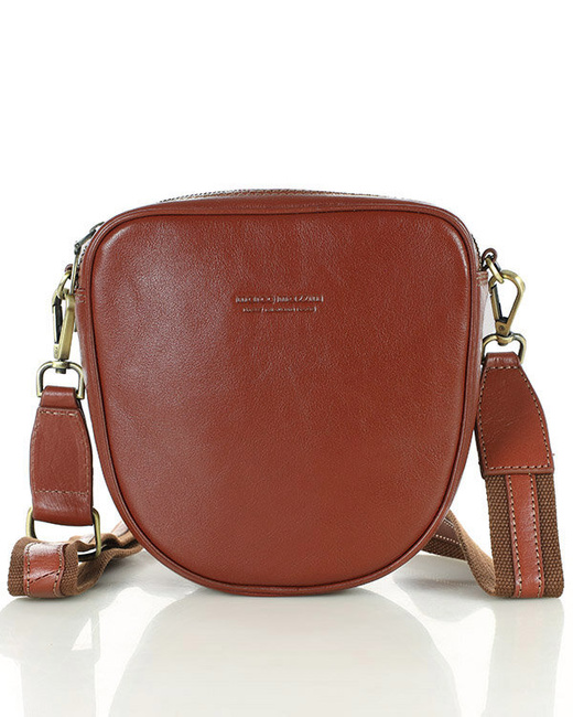Torba skórzana na dwa zamki crossbody camera bag - MARCO MAZZINI brązowy