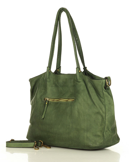 MARCO MAZZINI Torebka skórzana shopper bag ispirato dalla natura zieleń militare