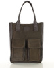Torebka zamszowa shopper bag z kieszeniami skóra naturalna - MARCO MAZZINI ciemny brąz