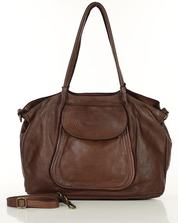 MARCO MAZZINI Torebka skórzana shopper bag ispirato dalla natura brąz