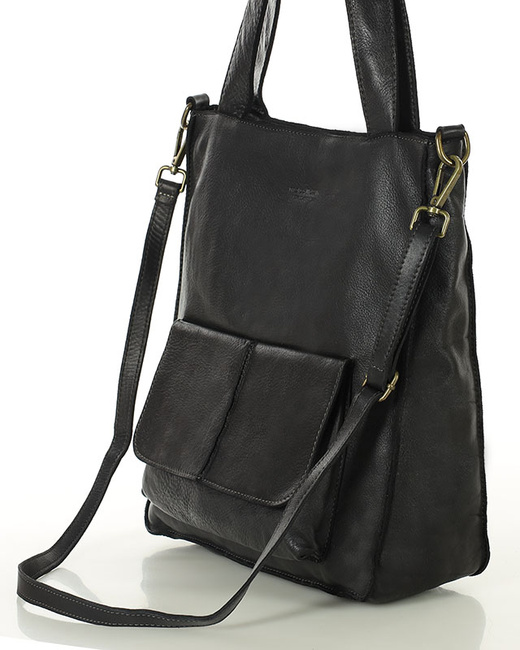 Torebka damska shopper A4 skóra naturalna - MARCO MAZZINI czarna