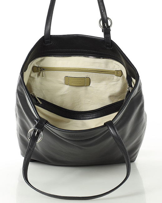 Torebka shopperka premium z miękkiej skóry cielęcej MARCO MAZZINI czarna