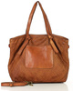 Oryginalna torebka pleciona damska skórzany shopper bag - MARCO MAZZINI brąz camel