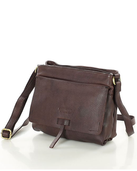 Torebka skórzana listonoszka damska messenger bag - MARCO MAZZINI czekoladowy brąz