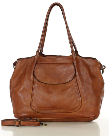 MARCO MAZZINI Torebka skórzana shopper bag ispirato dalla natura brąz camel