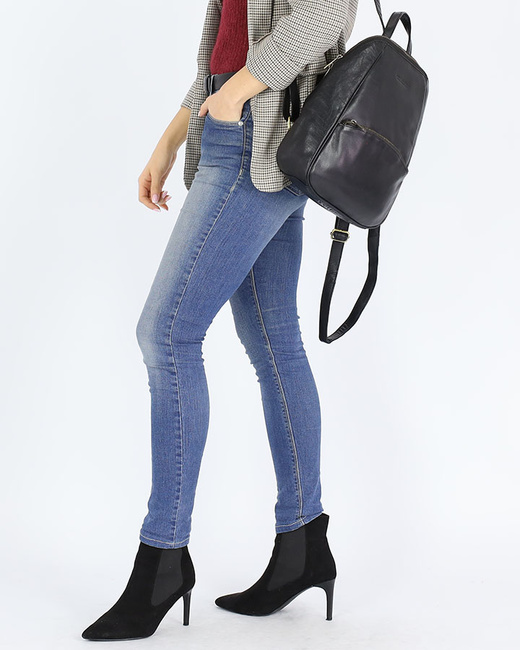 Elegancki plecak damski skórzany miejski minimalizm - MARCO MAZZINI czarny