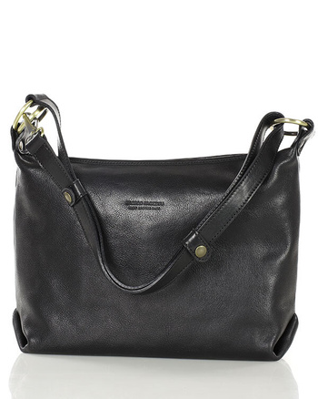 Luksusowa torebka skórzana na długim pasku z regulacją - MARCO MAZZINI czarna